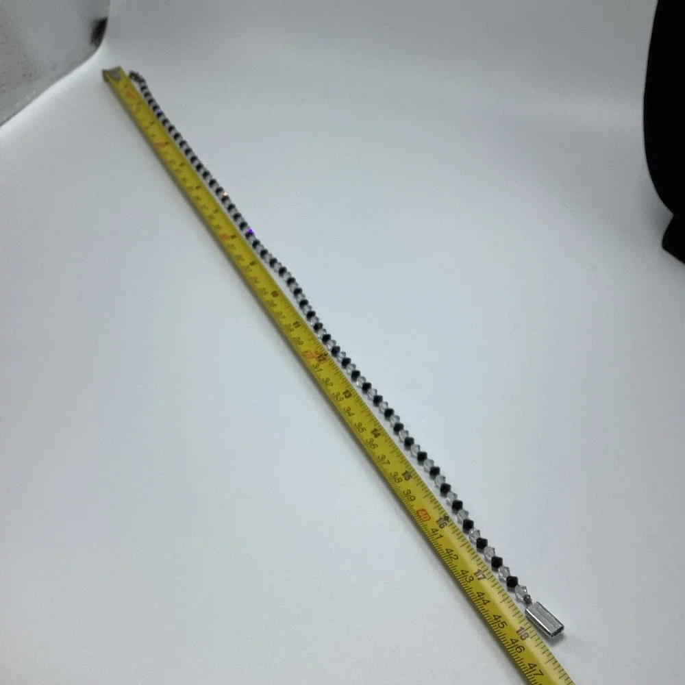 Black‎ & Clear Faceted Beaded Necklace Bicone Crystals